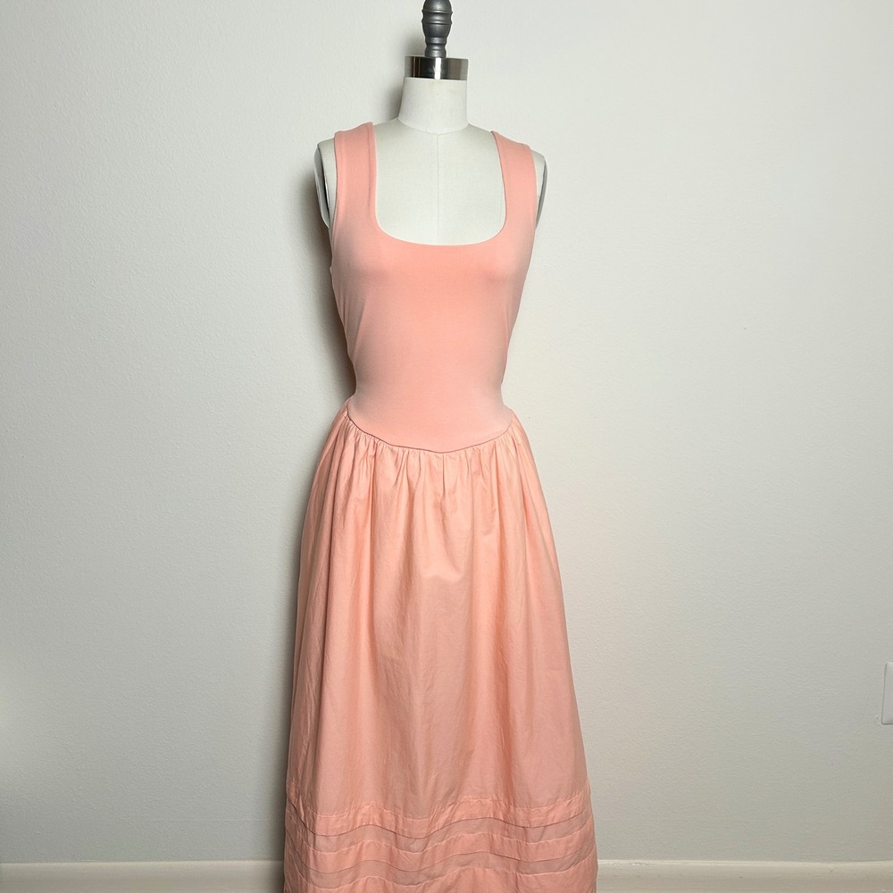 NWT J.Crew Cotton Poplin Tank Midi Dress Pink Sorbet Sleeveless Square Neck S